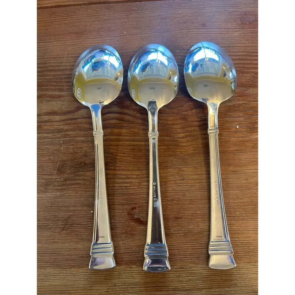 Wallace Zenith Frost Glossy Dinner Spoons Set of 3‎ heavy stainless steel 18/10